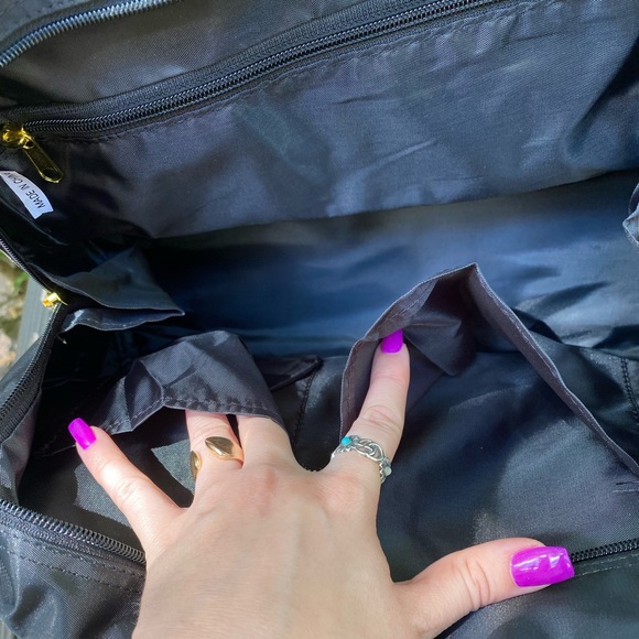 Joy Mangano Clothes It All Black Nylon and Gold Hardware Mini Weekender NWT - Picture 9 of 16